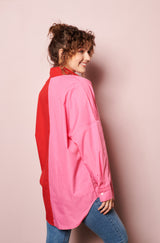 Online womenswear label, French Fashion top, parisian shirt, pink and red top, online french label