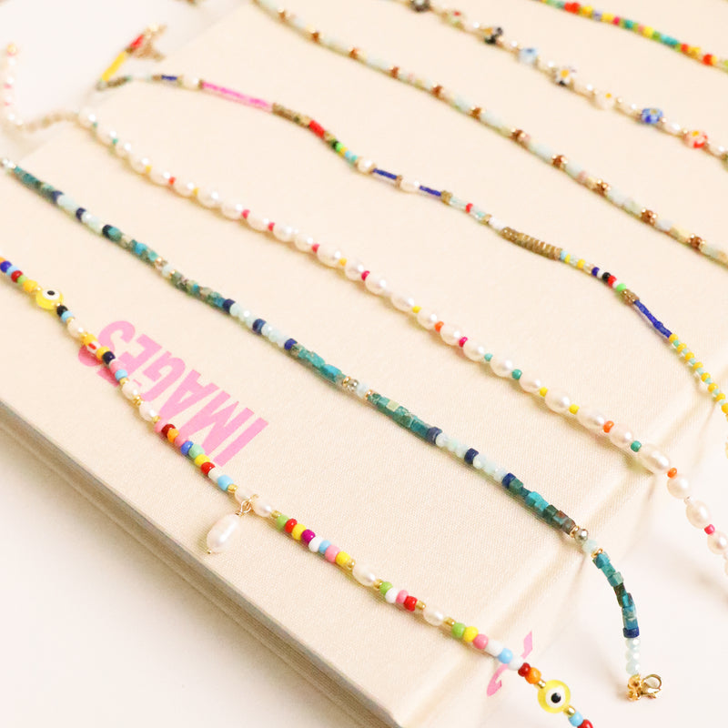 Colourful Beads With Real Pearls Necklace