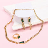 Green And Gold Plated Thick & Thin Necklace