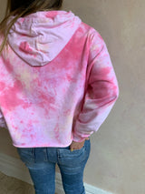 Tie Dye Cropped Hoodie - Pink Multi