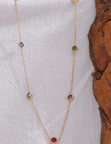 Multi Zirconia Gold Necklace