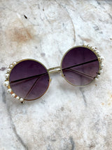 affordable sunglasses, gold pearl round sunnies, french fashion label, online womens accessories shop,  french labels
