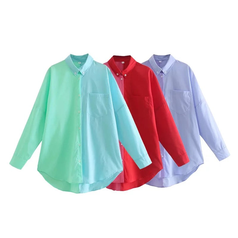 French Fashion top, parisian shirt, pink and red top, french label , cotton
