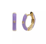 Enamel Huggie Earrings - Purple