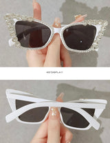 white Cat eyes rhinestones sunnies, french fashionn label, online womens accessories shop