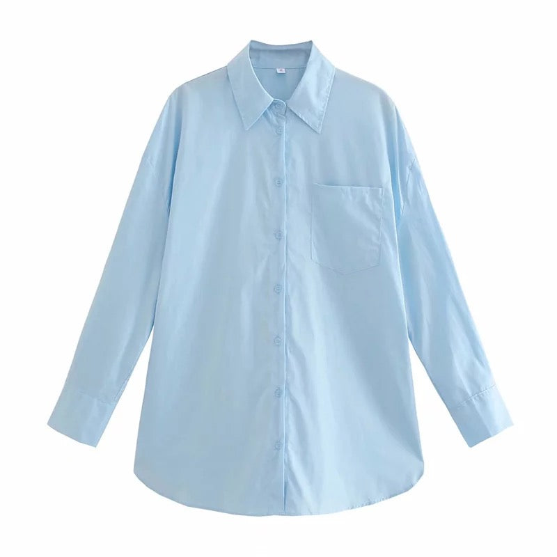 online french shirt, womenswear top, Parisian style, french label, french fashion style, Parisian label,  blue cotton shirts