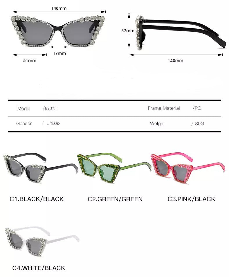 Black Cat eyes rhinestones sunnies, french fashionn label, online womens accessories shop