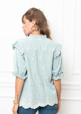 French blouse clothing Australia , Womens tops australia online, Lace shirt, frill shirt, mint embroidered top, online blouse french