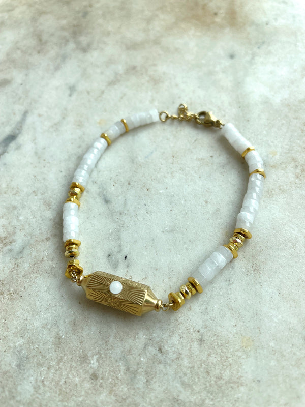 White Jade Semi Precious Stones Bracelet