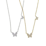 Butterfly Zirconia Silver Necklace
