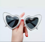 white heart sunglasses, rhinestones sunglasses,  heart sunnies, affordable french fashion accessories, french labels