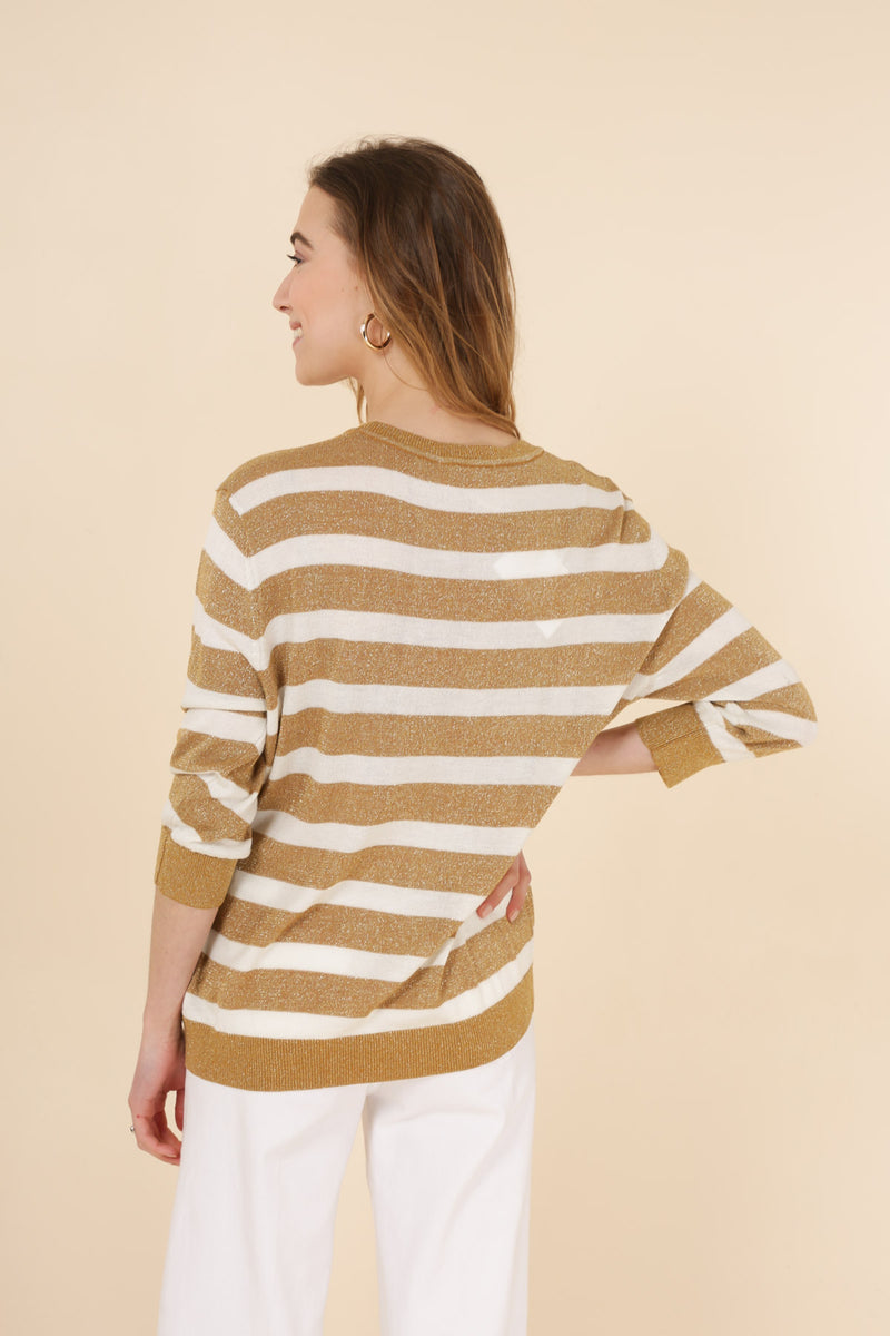 French style top, Feminine clothing, Womens tops australia online, Knitwear sweater, gold lurex stripe jumper