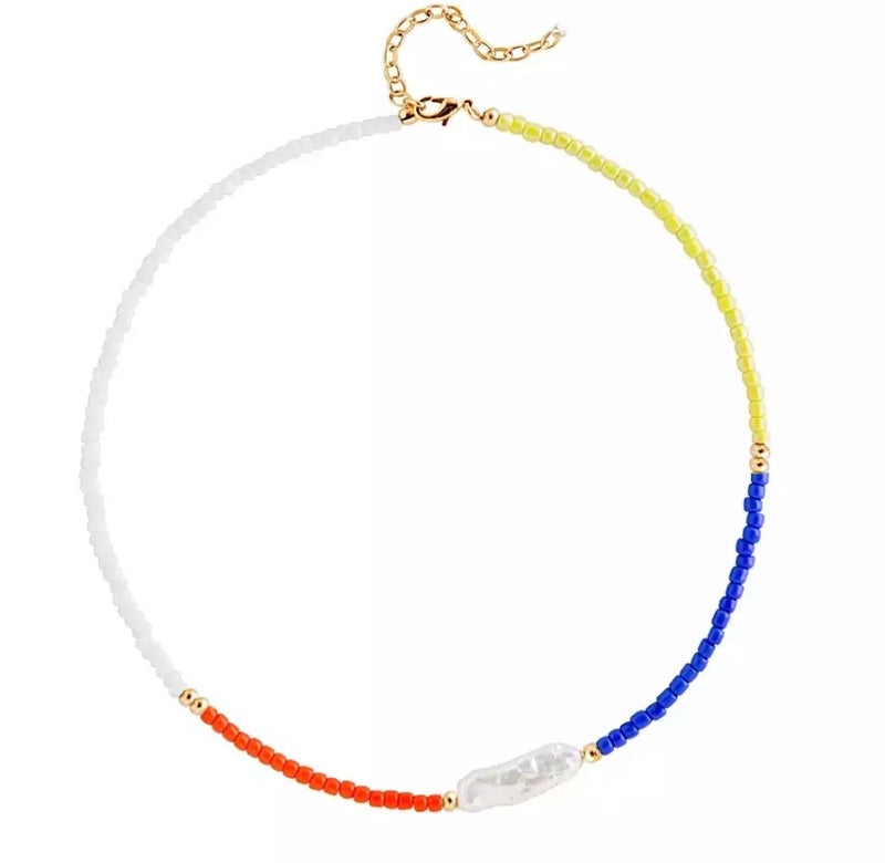 Block coloured choker necklace