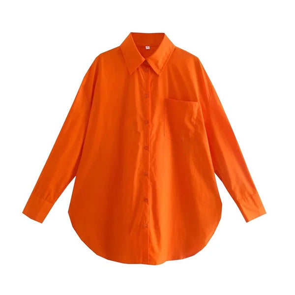 online french shirt, womenswear top, Parisian style, french label, french fashion style, Parisian label,  orange cotton shirts