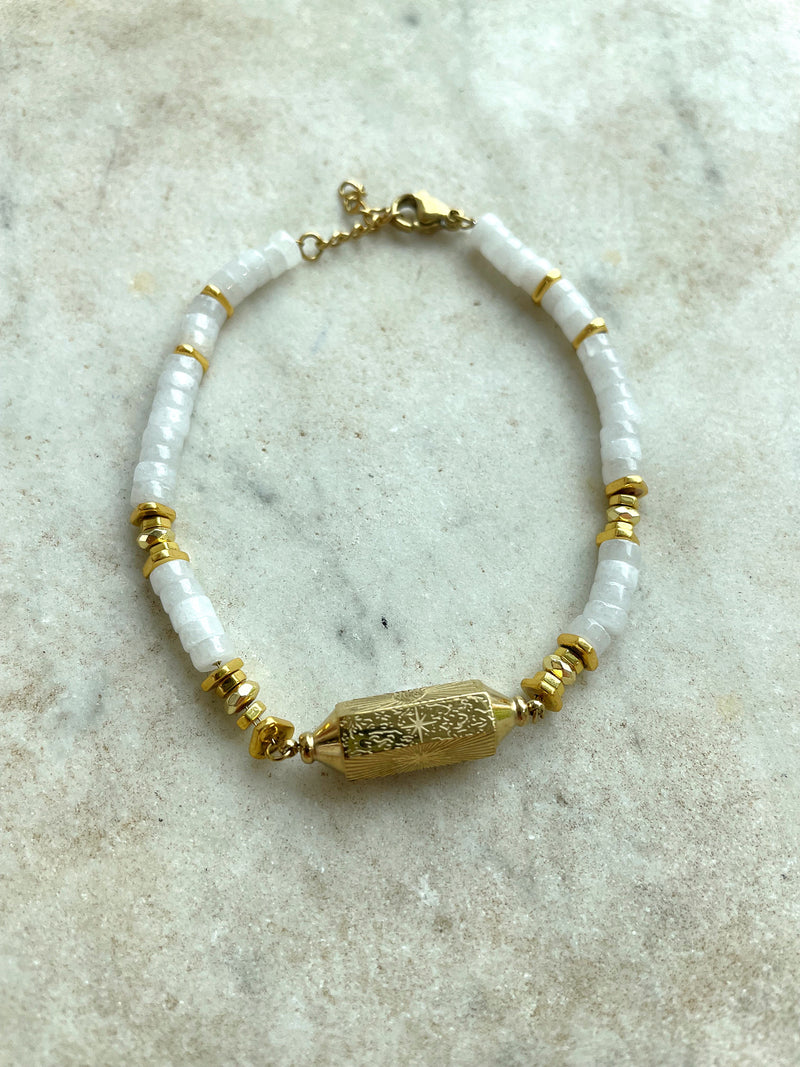 White Jade Semi Precious Stones Bracelet