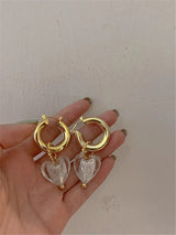 Glass Heart Drop Earrings