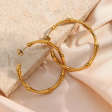 Bamboo Style Gold Hoop Earrings