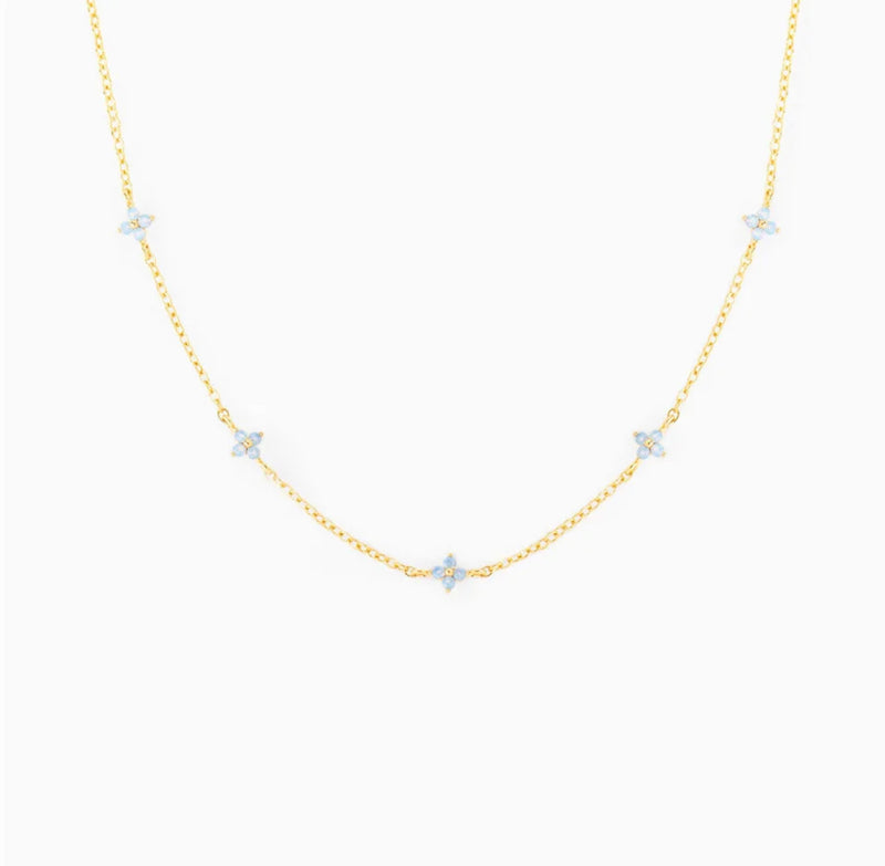 Blue Flower Gold Necklaces