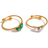 Green Petal Gold Rings