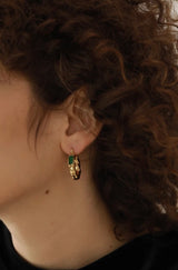 Textures Hoop Earrings - Green