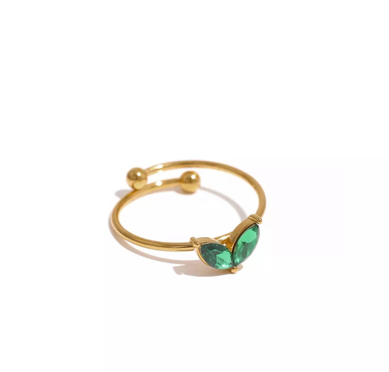 Green Petal Gold Rings