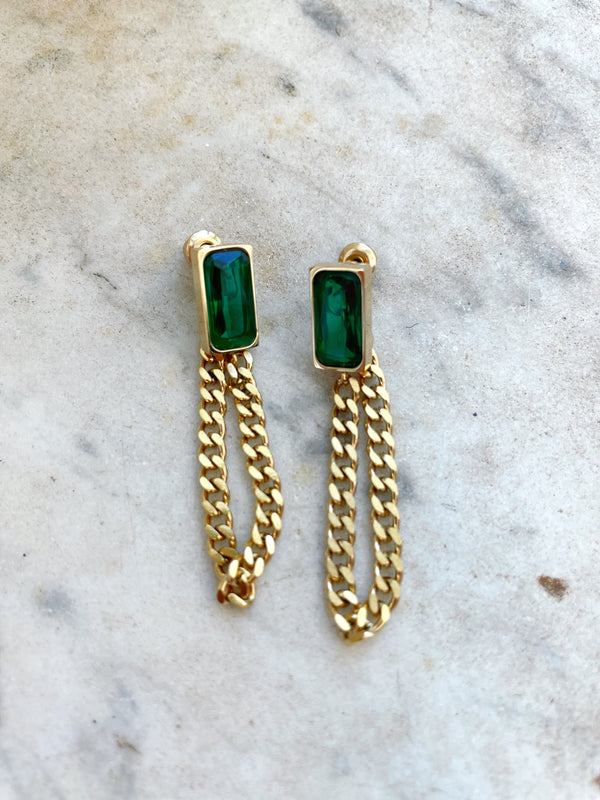 Green And Gold Plated Earrings