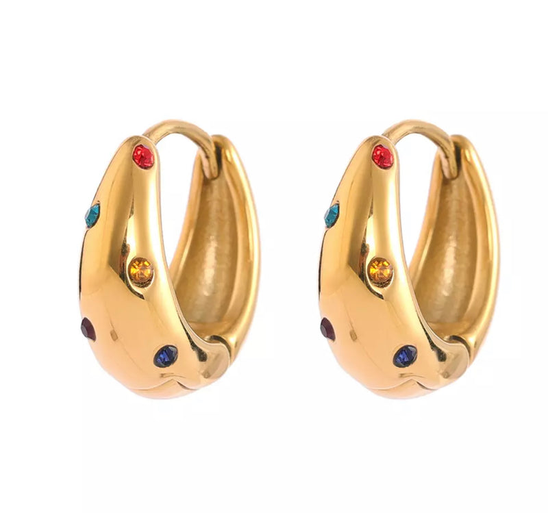 Multicoloured Zirconia Huggies Earrings