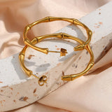 Bamboo Style Gold Hoop Earring
