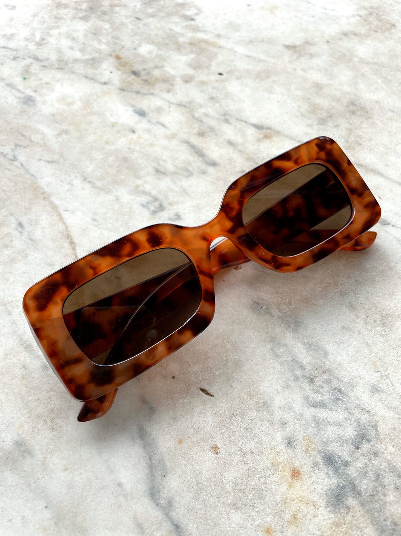 Brown Rectangle Sunglasses