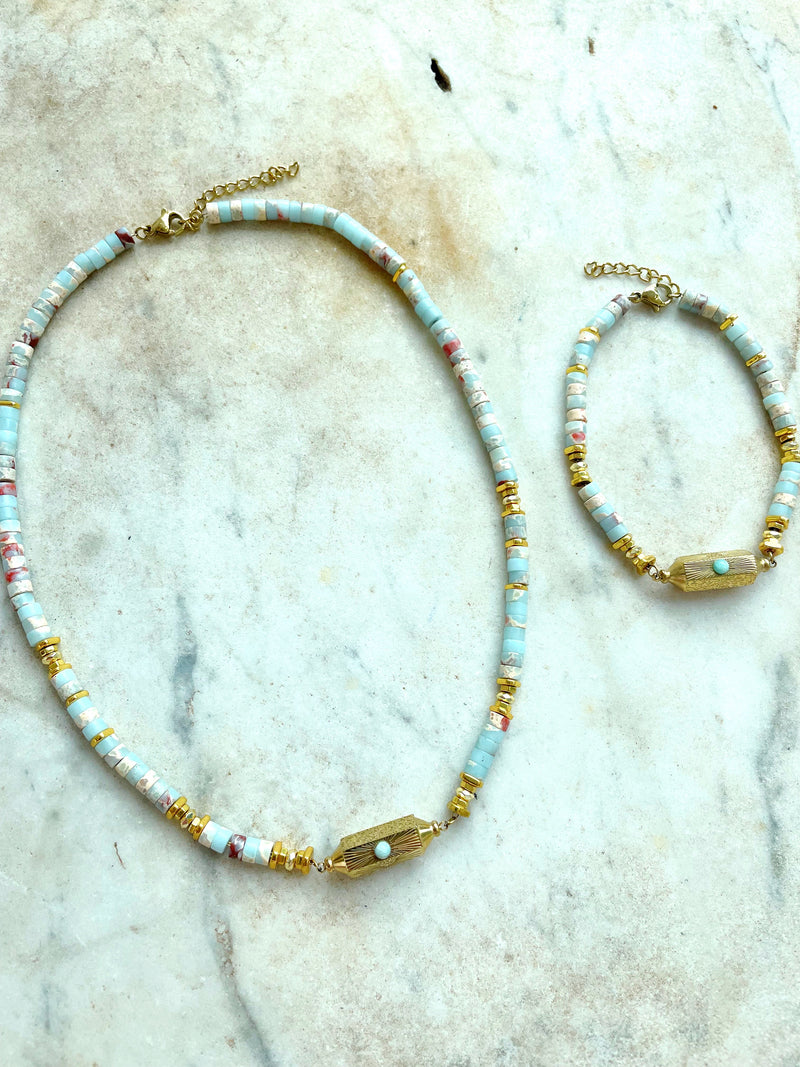 Green Jasper Semi Precious Stones Necklace
