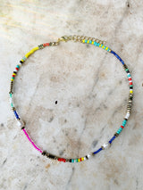 Multi Coloured Beads and Pearl Necklace