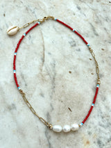 Chain And Beads With Pearl Necklace