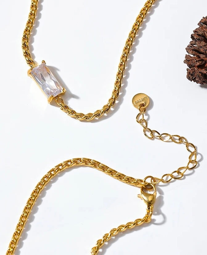Clear Zirconia Gold Necklace