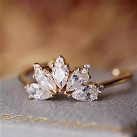 Crown Floral Gold Ring