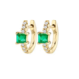 Zirconia Huggie Earrings - Green