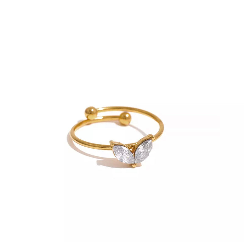 Clear Petal Gold Ring