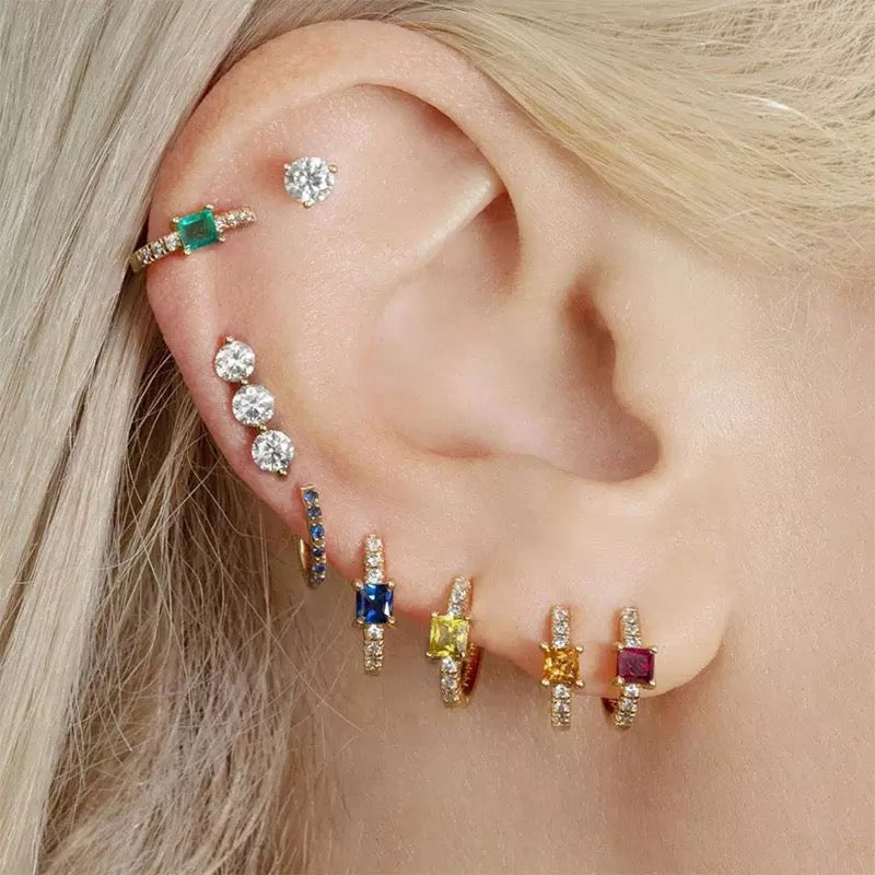 Zirconia Huggies Earrings - Clear