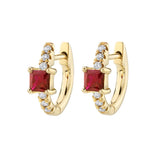 Zirconia Huggies Earrings - Rose Red