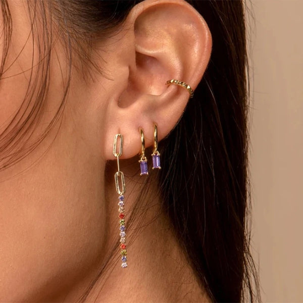 Zirconia Huggies Earring - Lilac