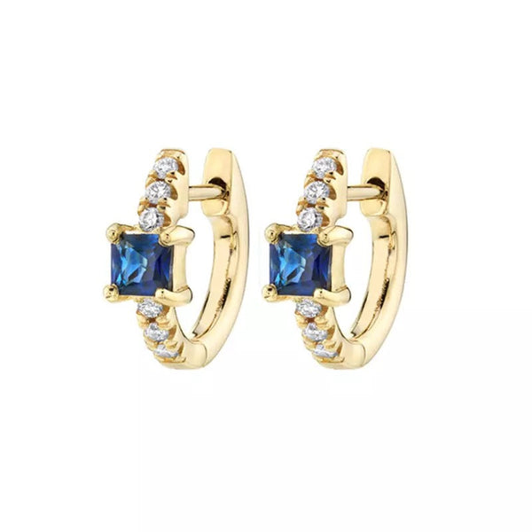 Zirconia Huggies Earrings - Blue