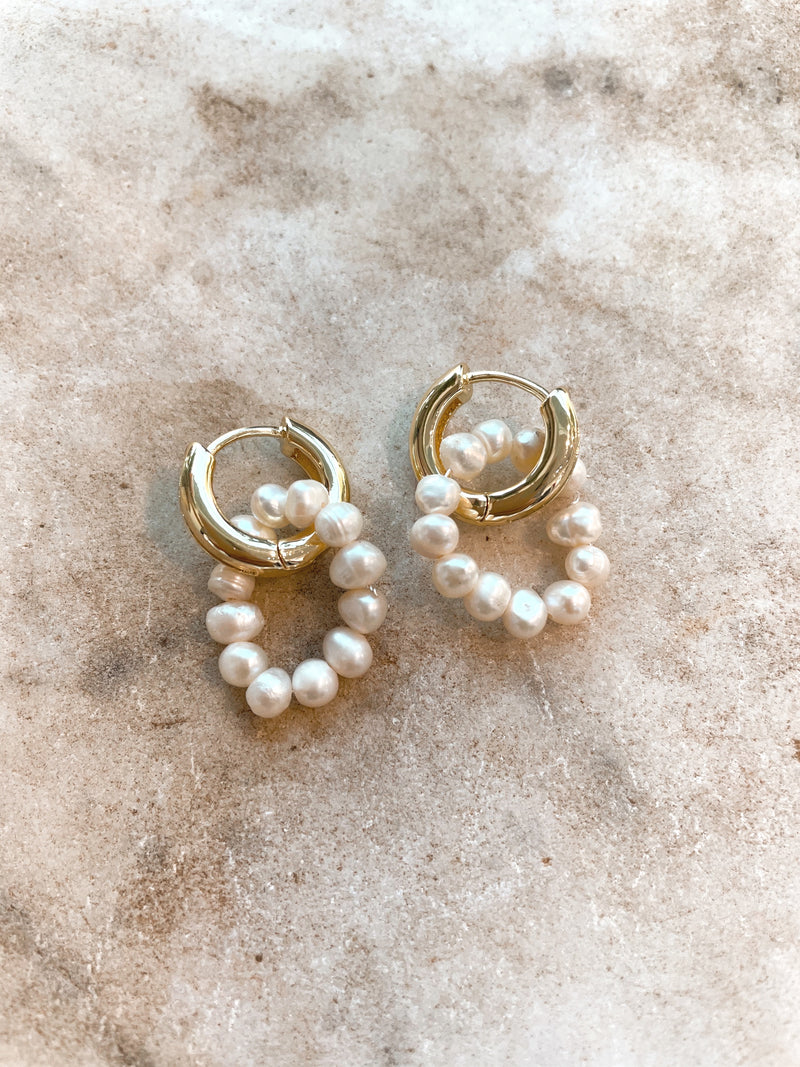 Hoop Earrings With Real Pearls