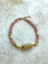 Pink Quartz Semi Precious Stones Bracelet