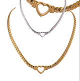 Heart Plated Gold Snake Chain Necklace