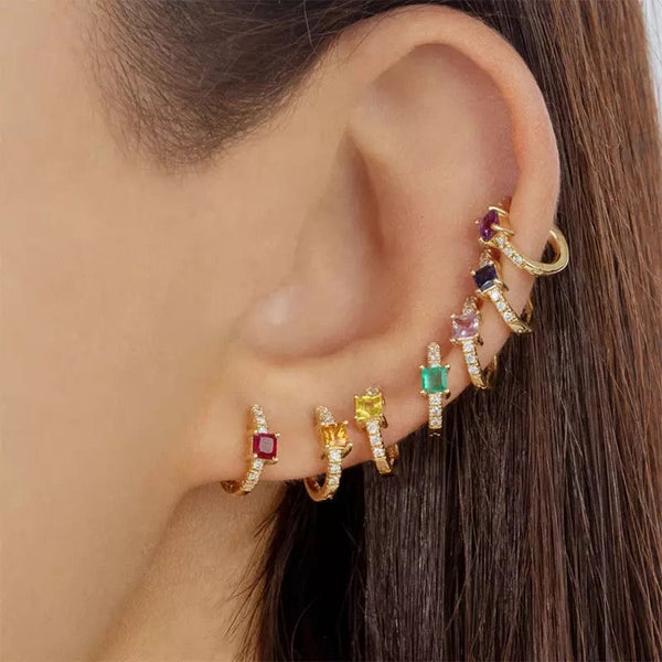 Zirconia Huggies Earrings - Clear