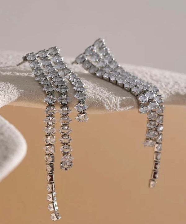 Tassel Bling Earrings - Silver