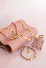 Pink Quartz Semi Precious Stones Bracelet
